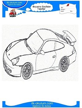 Çocuklar İçin Porsche Boyama Sayfaları 
